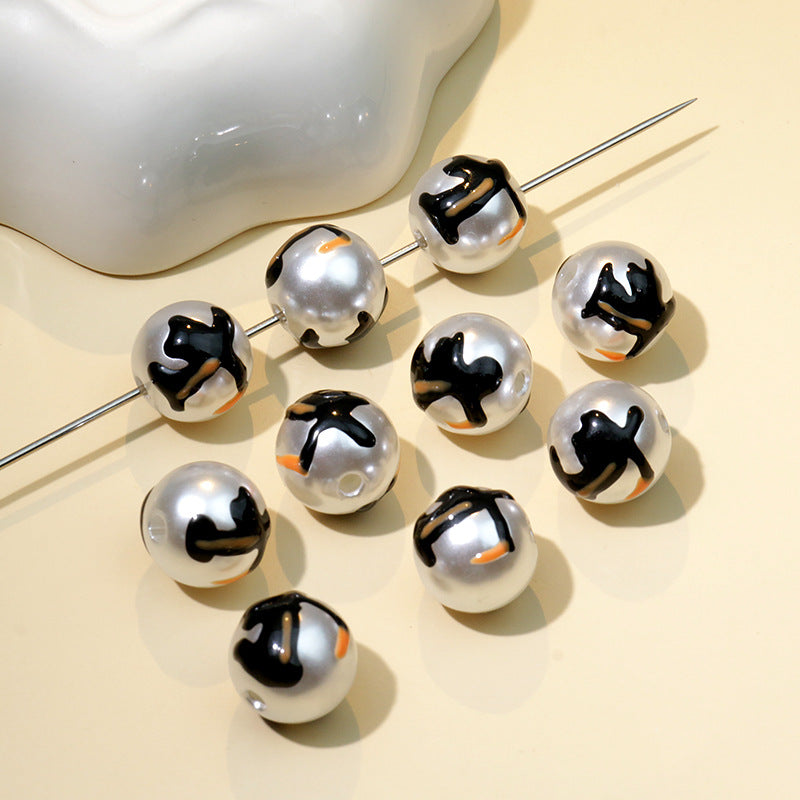 Wholesale Halloween Hand Painted Imitation Pearl ABS String Beads